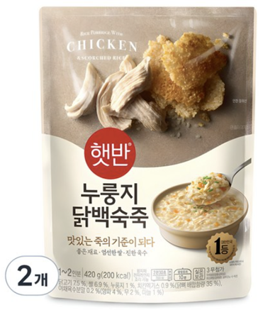 햇반 누룽지 닭백숙죽, 420g, 2개 4,980원
