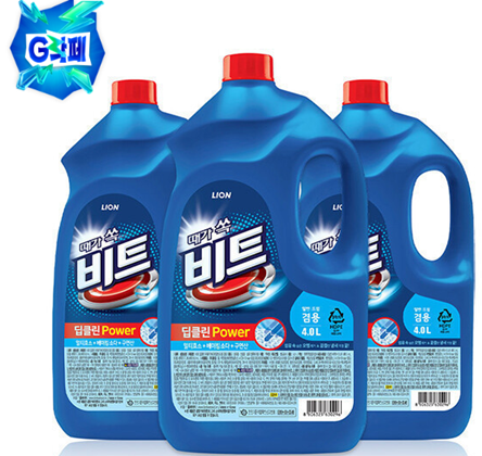 비트 딥클린파워 액체세탁세제 일반/드럼 겸용 용기 4L 3개 쿠폰적용 시 22,900원