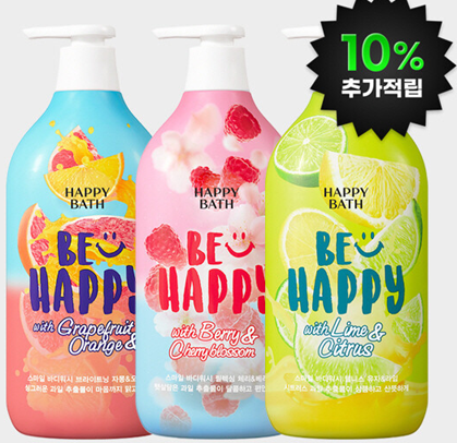 해피바스 스마일 바디워시 900g 3종 유자 체리 자몽 1세트