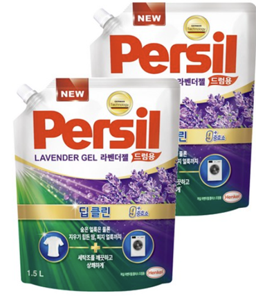 퍼실 딥클린 라벤더젤 드럼용 액상세제 리필, 1.5L, 2개 와우할인!